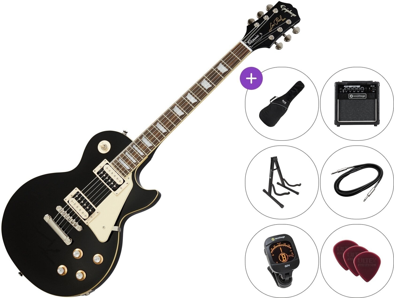 Sähkökitara Epiphone Les Paul Classic Premium SET Ebony Sähkökitara