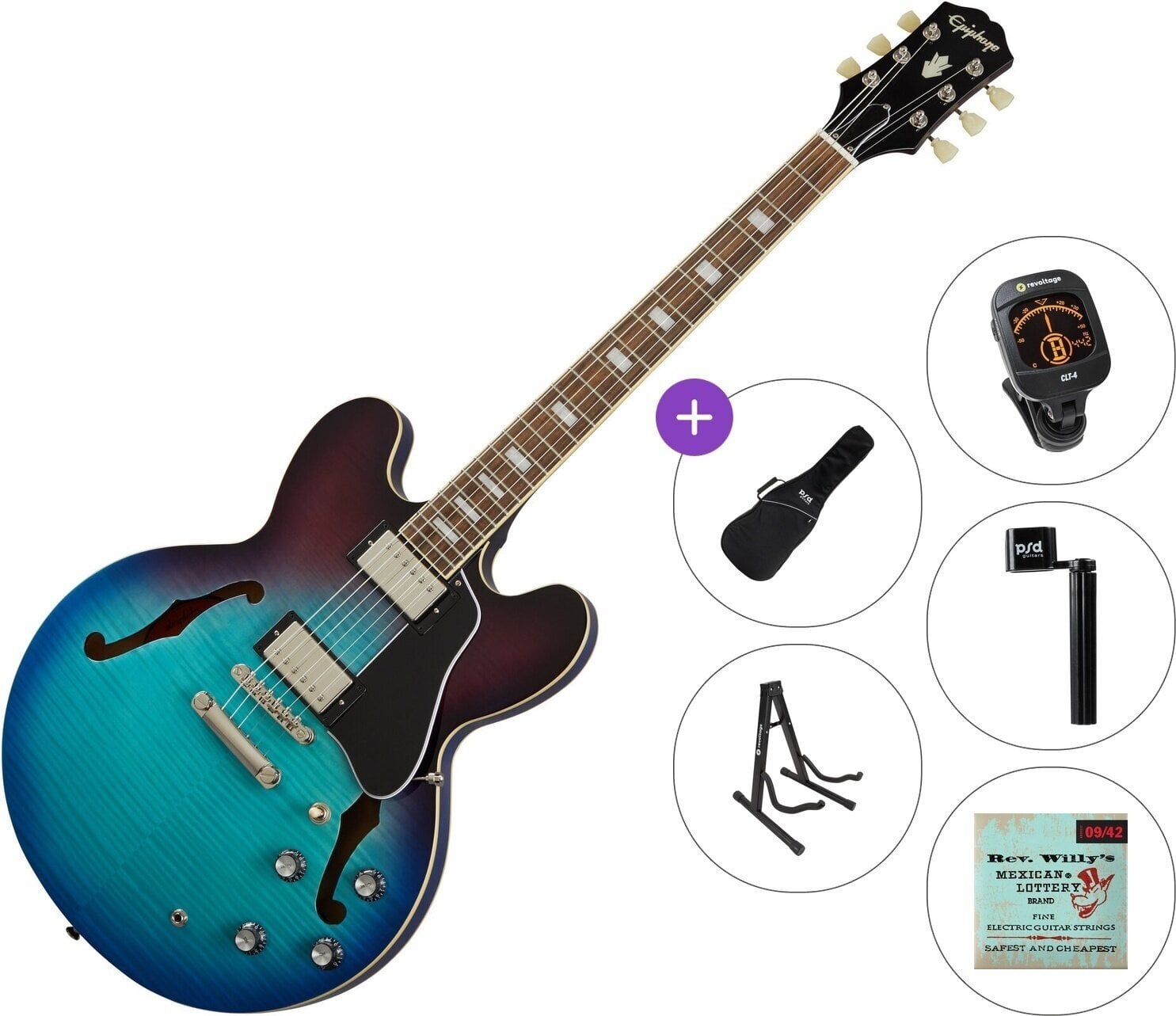 Guitarra semi-acústica Epiphone ES-335 Figured Standard SET Blueberry Burst Guitarra semi-acústica