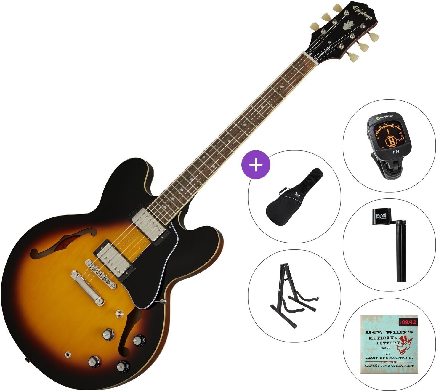 Semiakustická kytara Epiphone ES-335 Standard SET Vintage Sunburst Semiakustická kytara
