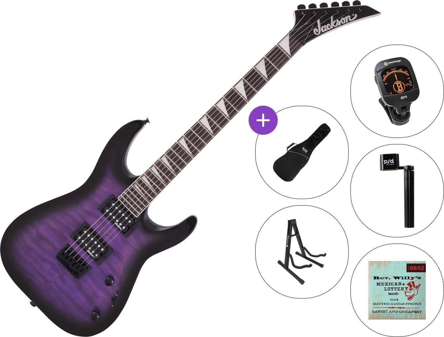 Elektrikitarr Jackson JS Series Dinky Arch Top JS32Q DKA HT AH Standard SET Transparent Purple Burst Elektrikitarr