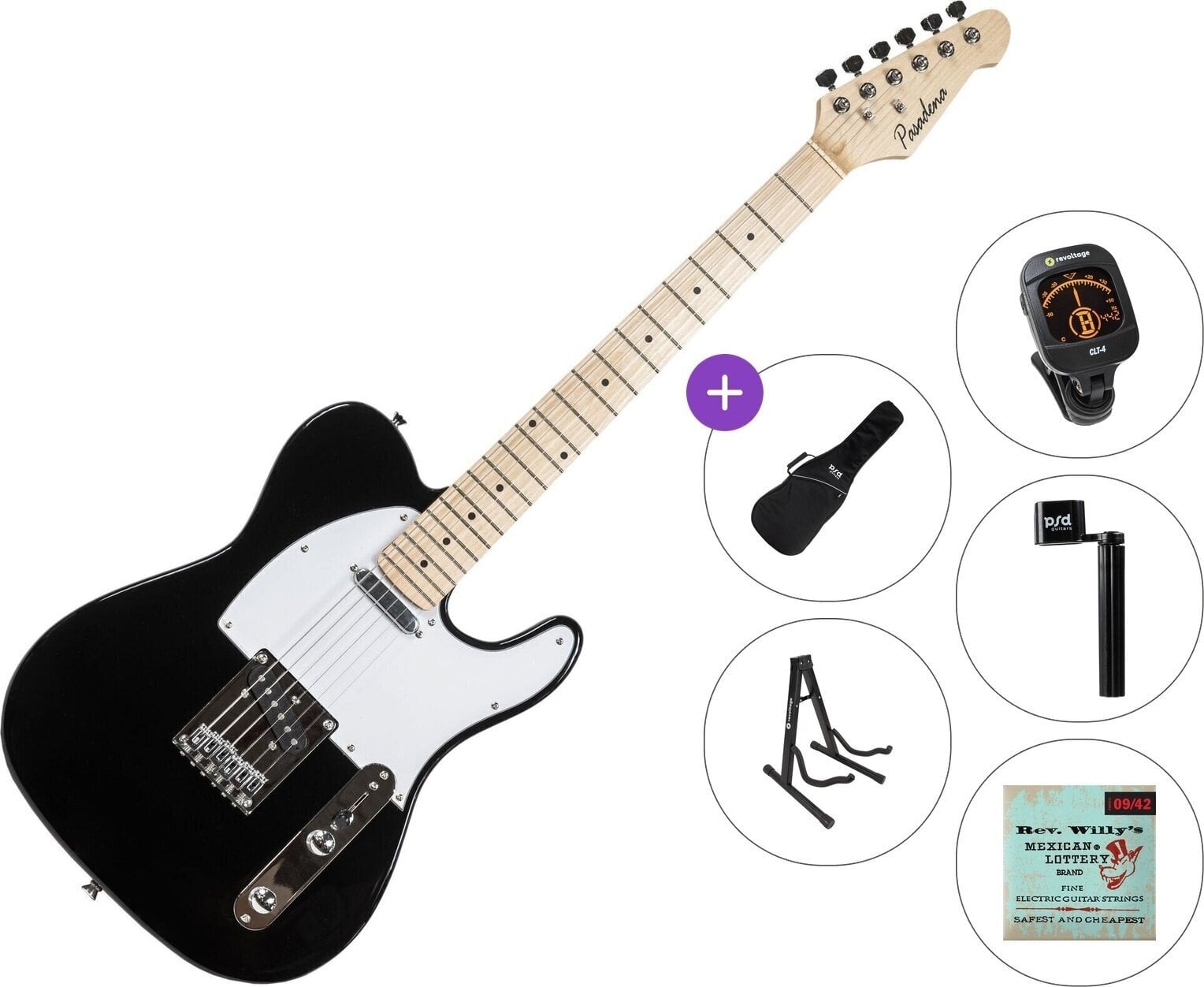 Elektrická kytara Pasadena TL-10 Standard SET Black Elektrická kytara
