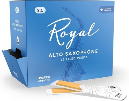 Тръстикова пластинка за алт саксофон Rico Royal Organic 2.5 25-Count Тръстикова пластинка за алт саксофон - 1