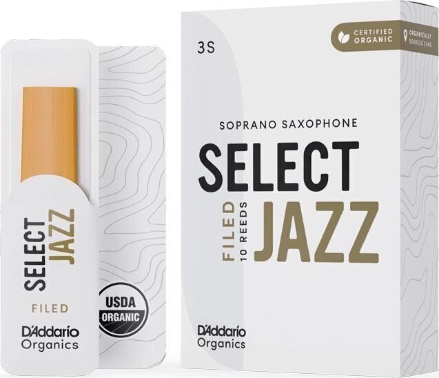 Blatt für Sopran Saxophon Rico Organic Select Jazz Filed 3 Soft 10-pack Blatt für Sopran Saxophon