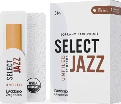 Soprano Saxophone Reed Rico Organic Select Jazz Unfiled 3 Medium 10-pack Soprano Saxophone Reed - 1