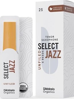 Tenor Saxophone Reed Rico Organic Select Jazz Unfiled 2 Soft 5-pack Tenor Saxophone Reed - 1