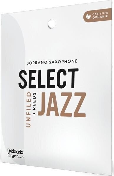 Soprano Saxophone Reed Rico Organic Select Jazz Unfiled 2 Medium 3-Pack Soprano Saxophone Reed