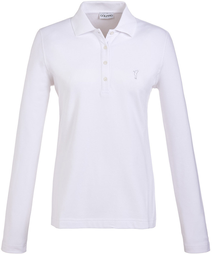 Polo Shirt Golfino Brushed Sun Protection Long Sleeve Womens Polo Shirt Optic white 42