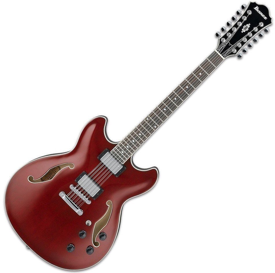Halvakustisk gitarr Ibanez AS 7312 12 string Transparent Cherry