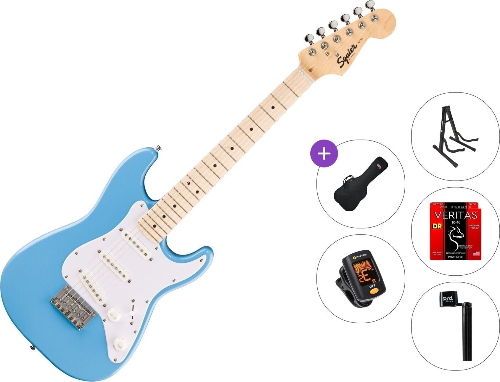 Elektrinė gitara Fender Squier Mini Stratocaster MN Standard SET California Blue Elektrinė gitara