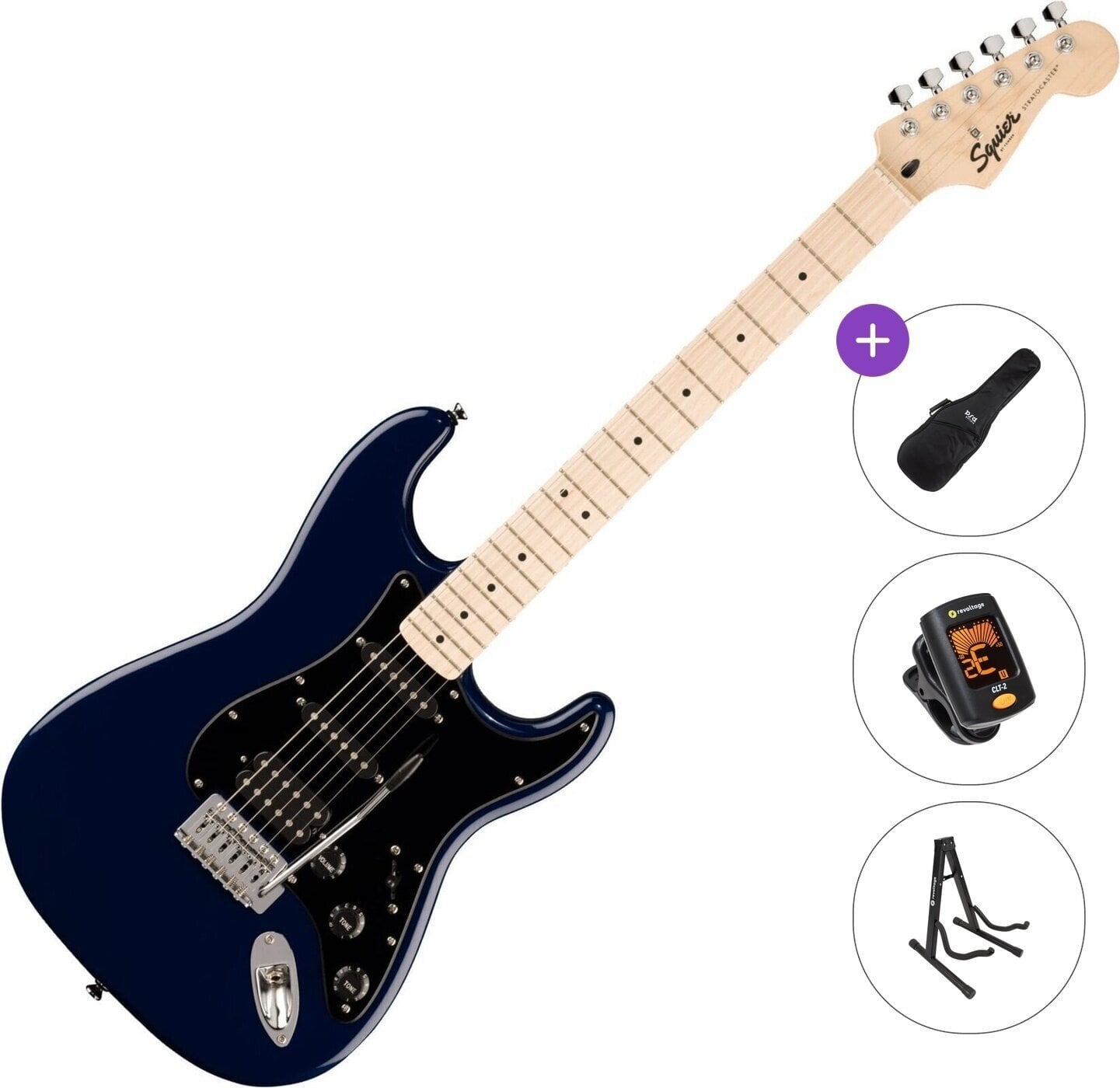 Elektrikitarr Fender Squier Sonic Stratocaster HSS MN Basic SET Midnight Blue Elektrikitarr