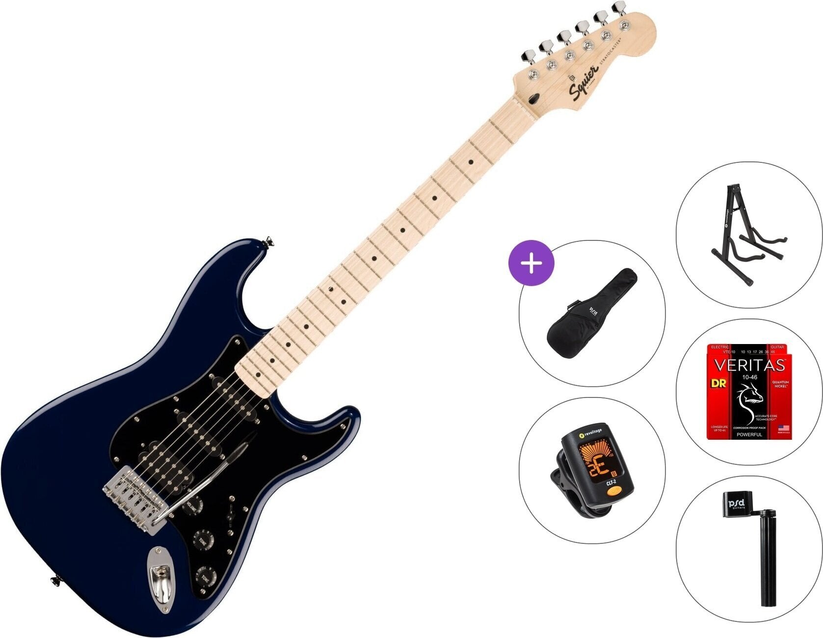 Elektrikitarr Fender Squier Sonic Stratocaster HSS MN Standard SET Midnight Blue Elektrikitarr