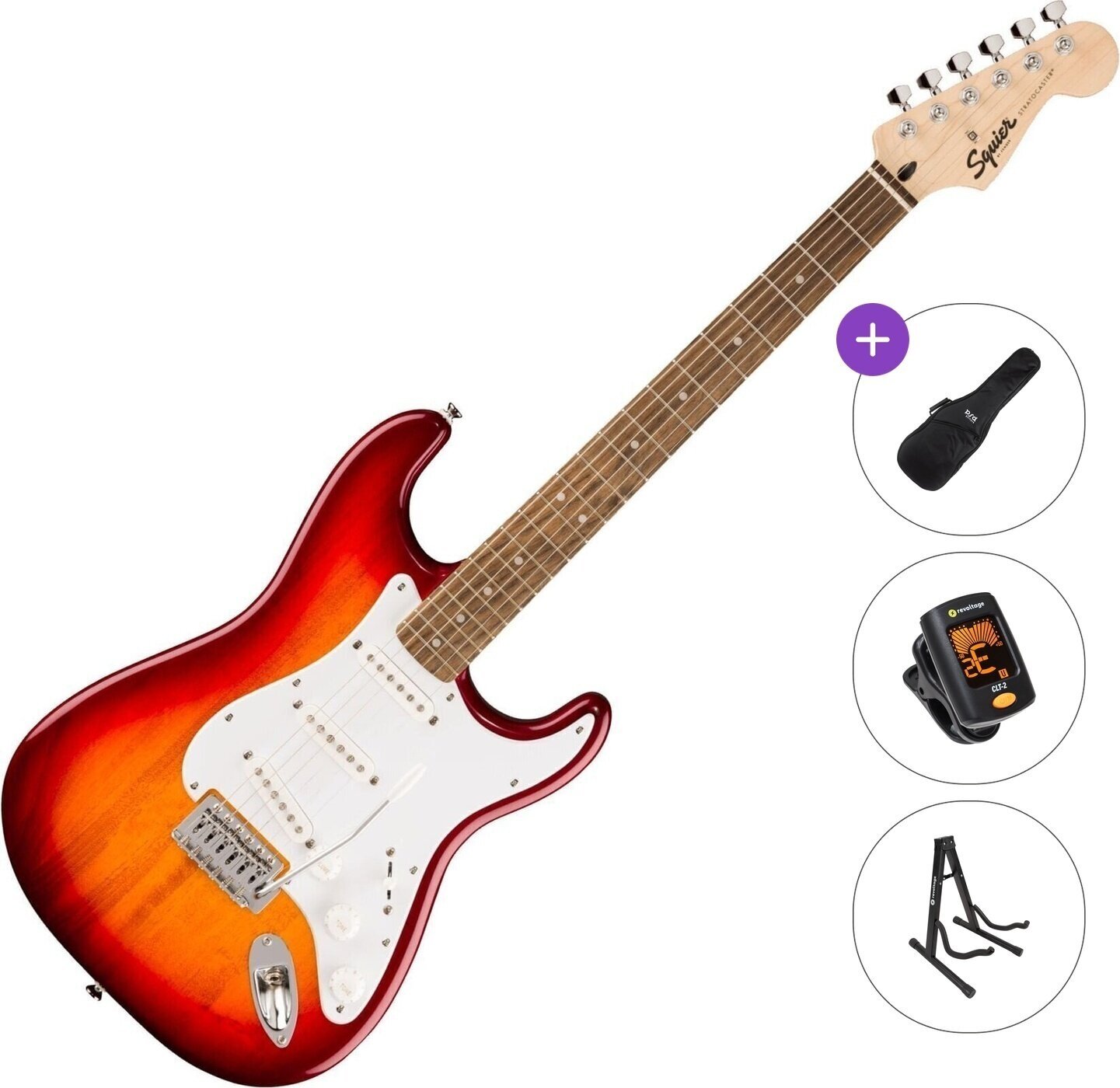 Gitara elektryczna Fender Squier Sonic Stratocaster LRL Basic SET Sienna Sunburst Gitara elektryczna