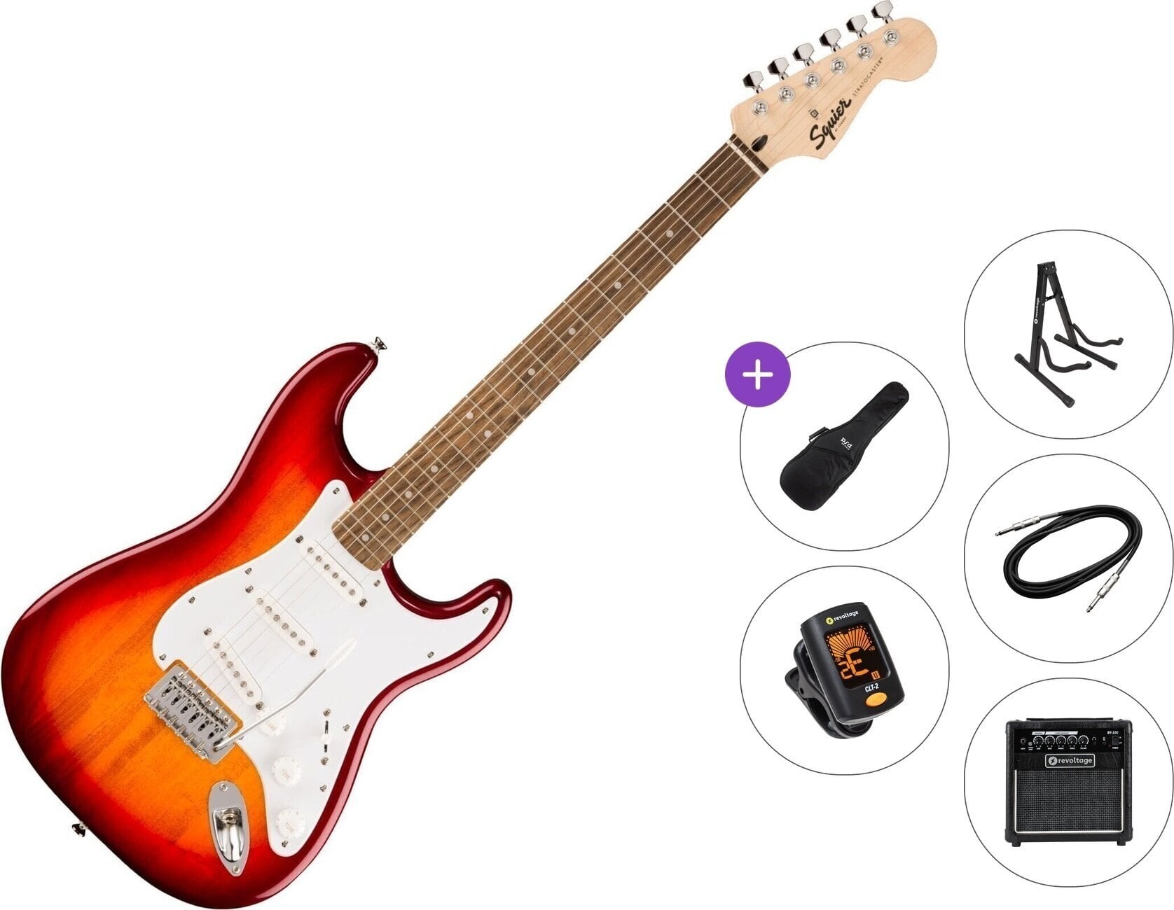 Gitara elektryczna Fender Squier Sonic Stratocaster LRL Premium SET Sienna Sunburst Gitara elektryczna
