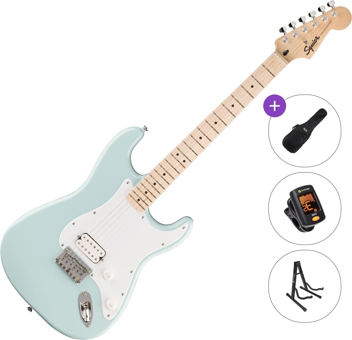 Chitarra Elettrica Fender Squier Sonic Stratocaster HT H MN Basic SET Sonic Blue Chitarra Elettrica