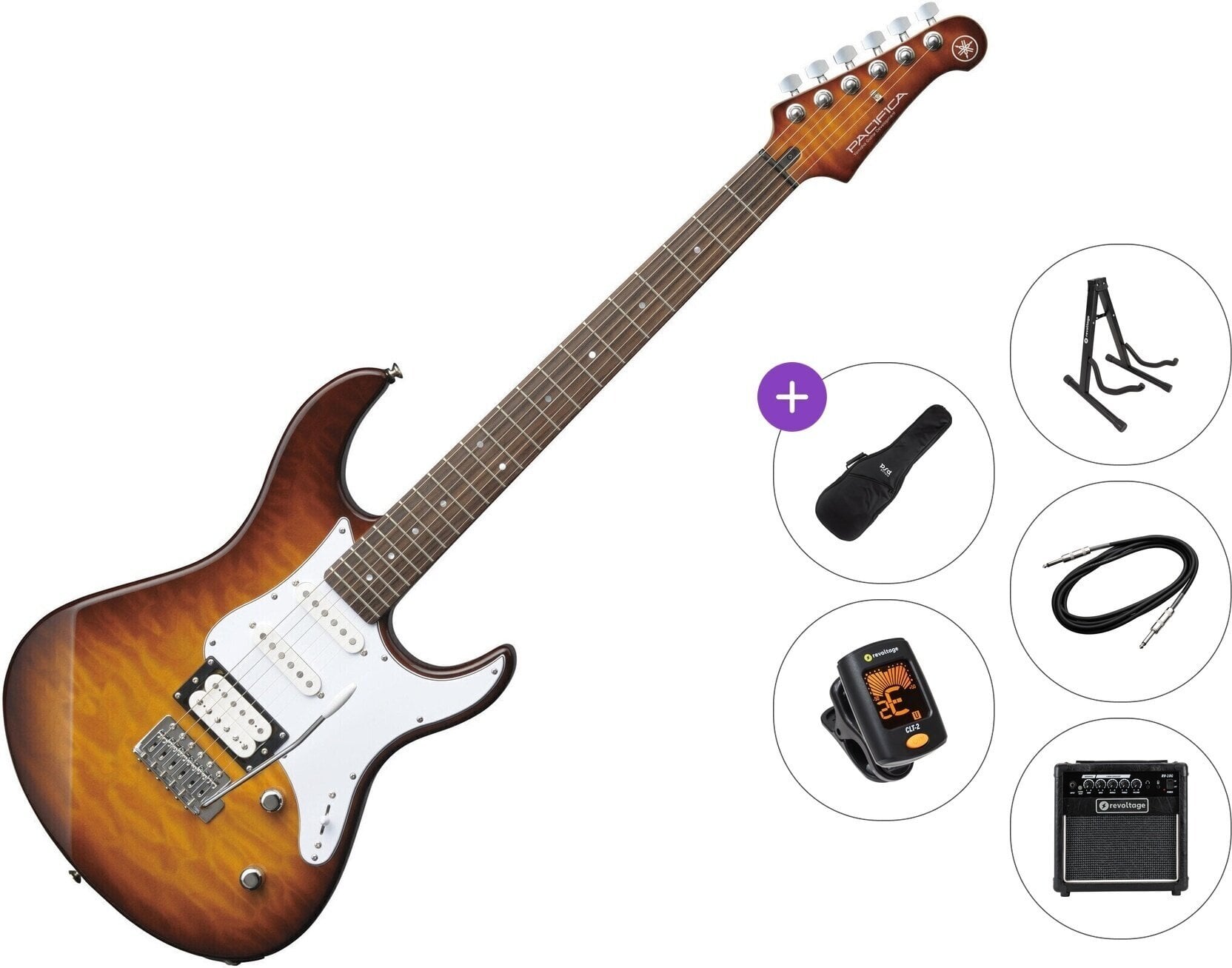 Elektrikitarr Yamaha Pacifica 212V QM Premium SET Tobacco Brown Sunburst Elektrikitarr