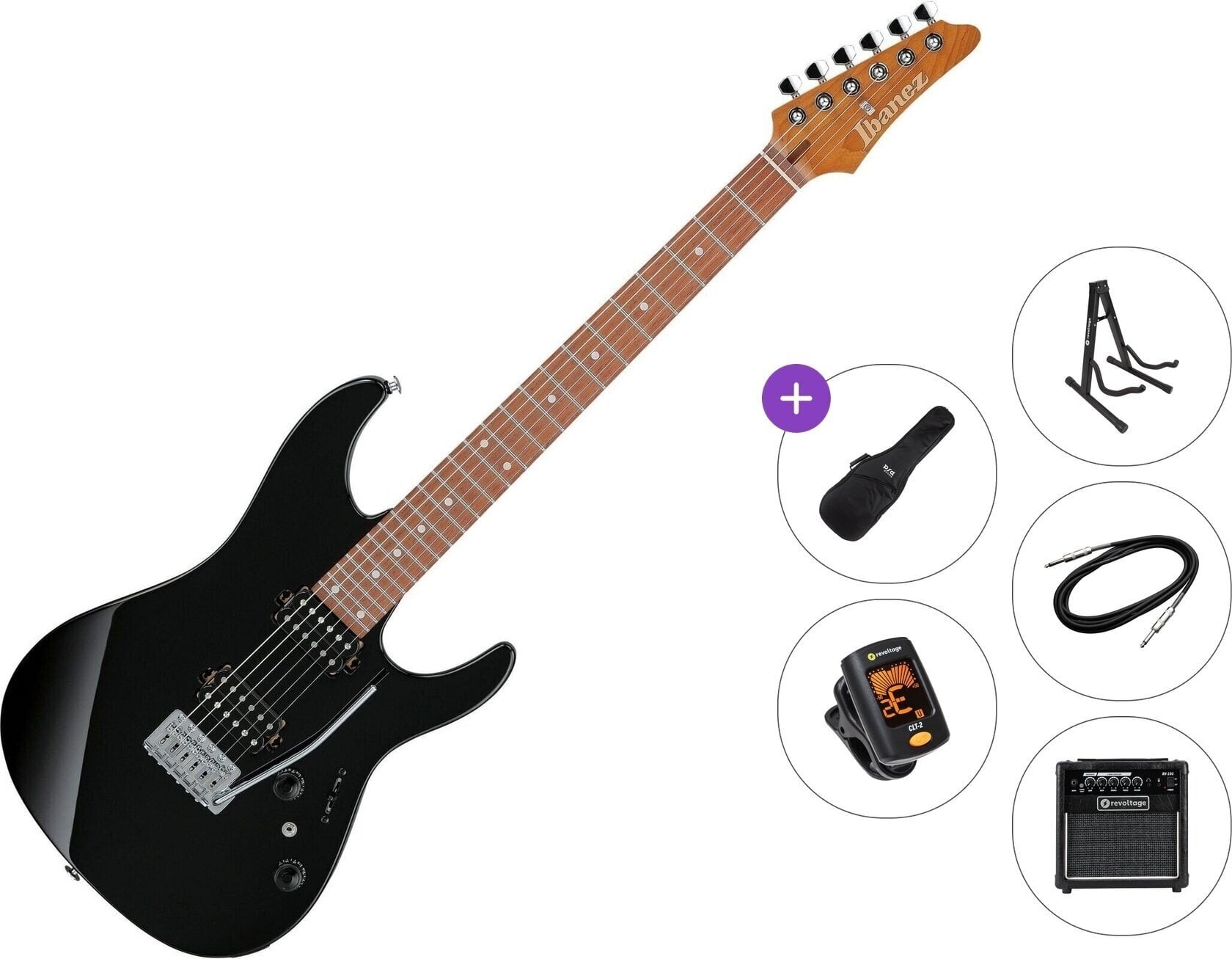 Elektrikitarr Ibanez AZ24S2-BK Premium SET Black Elektrikitarr