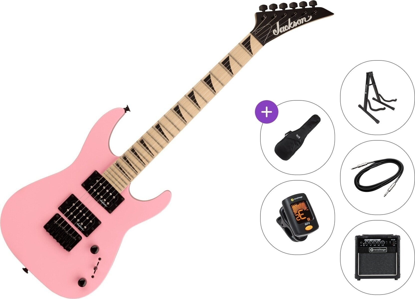 Elektrikitarr Jackson JS Series Dinky Minion JS1XM MN Premium SET Bubble Gum Pink Elektrikitarr