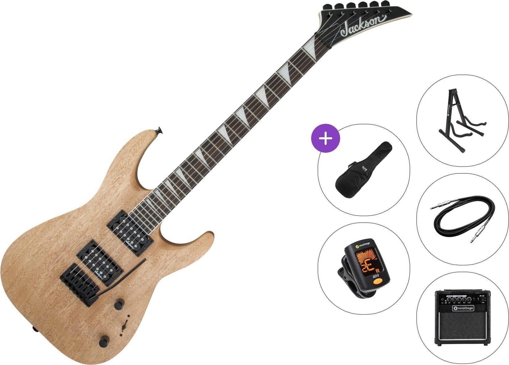 Chitarra Elettrica Jackson JS22 Dinky DKA AH Premium SET Natural Oil Chitarra Elettrica
