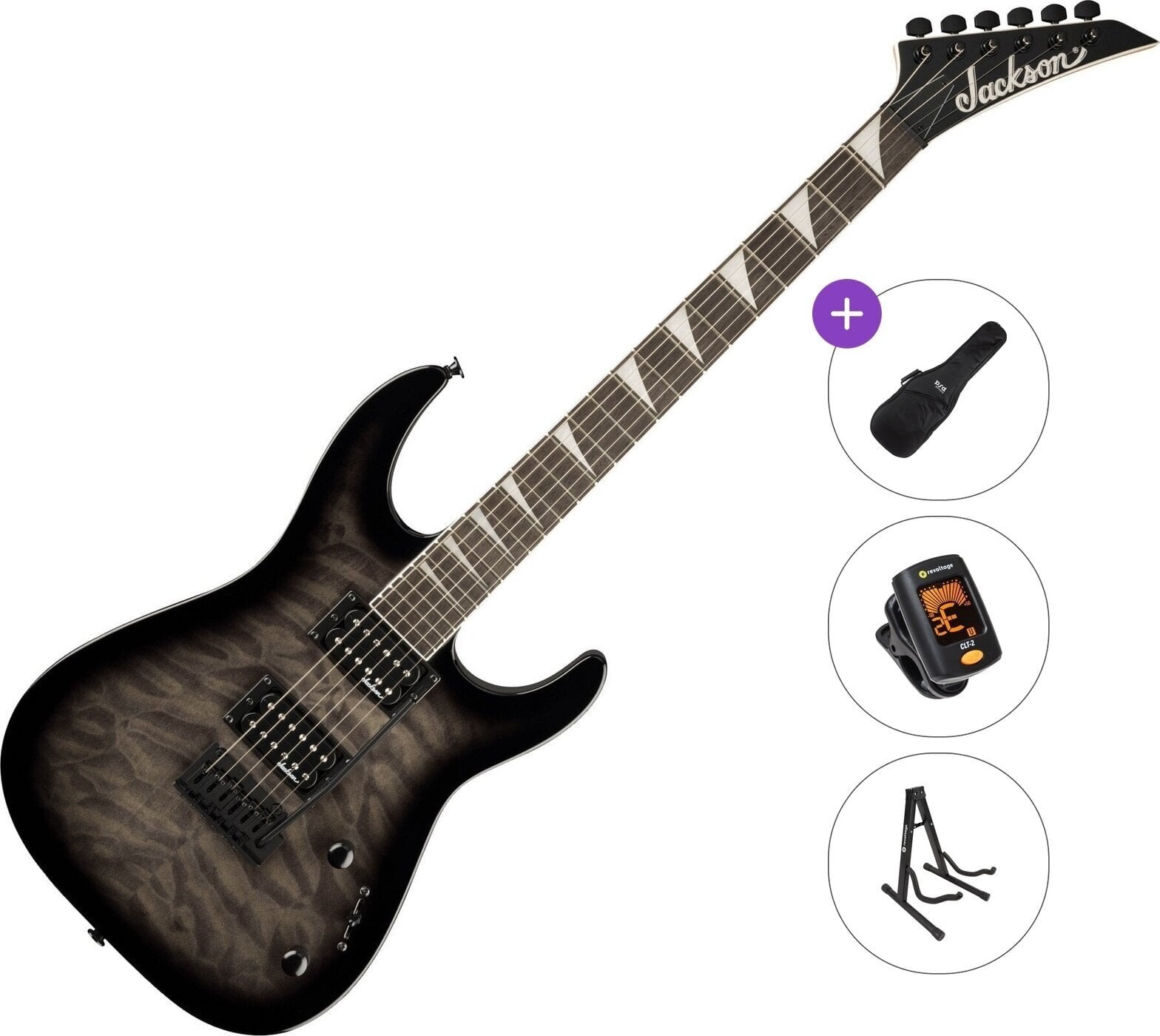 Elektrikitarr Jackson JS Series Dinky JS20 DKQ AH Basic SET Transparent Black Burst Elektrikitarr