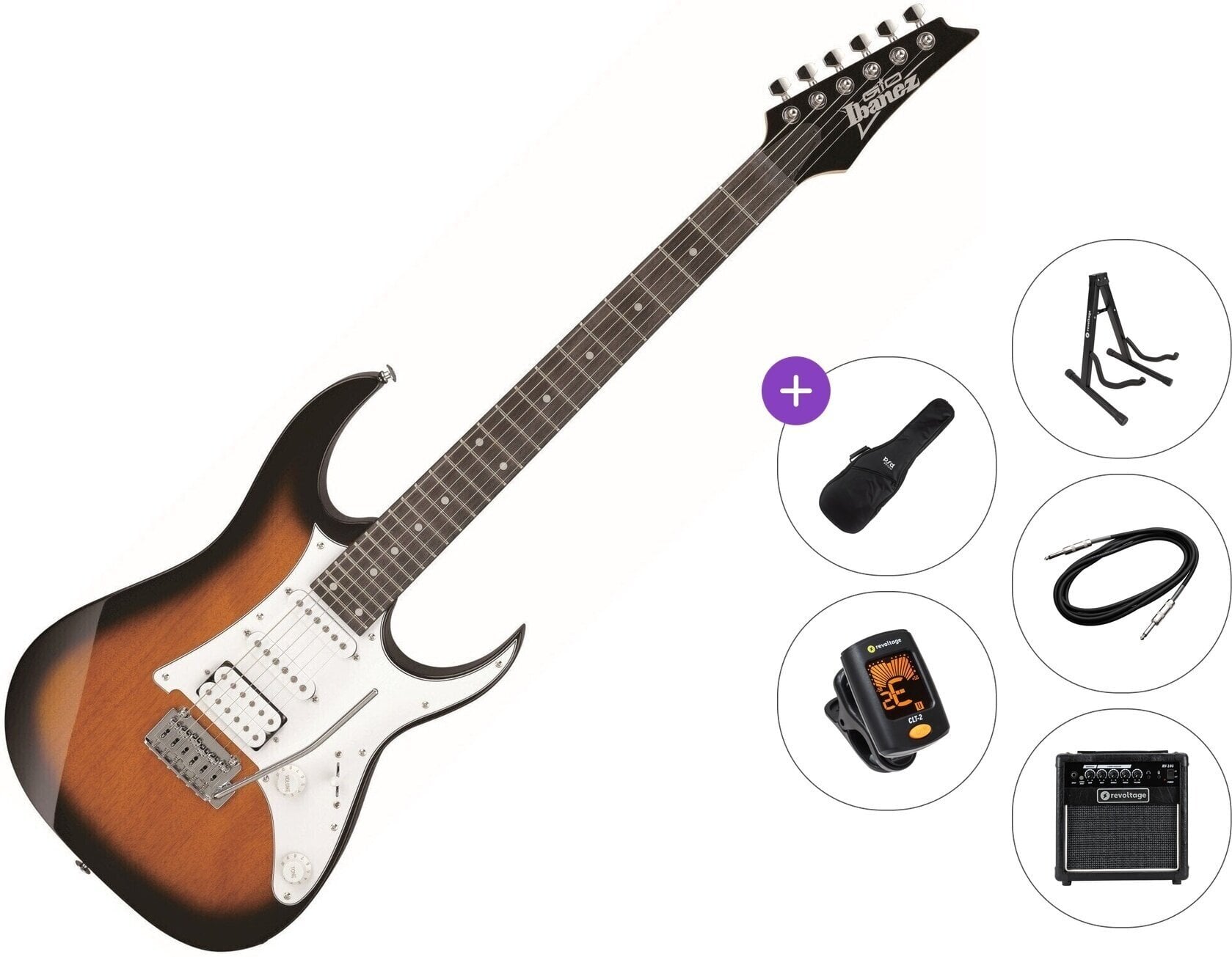 Elektromos gitár Ibanez GRG140-SB Premium SET Sunburst Elektromos gitár