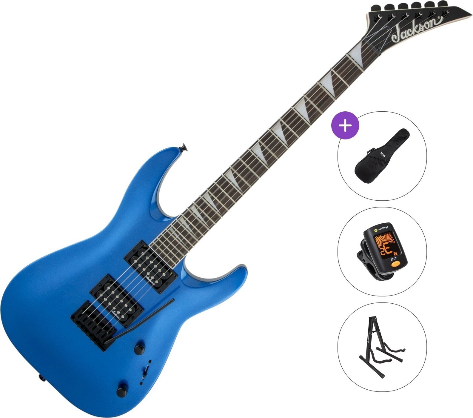 Chitarra Elettrica Jackson JS22 Dinky Arch Top AH Basic SET Metallic Blue Chitarra Elettrica