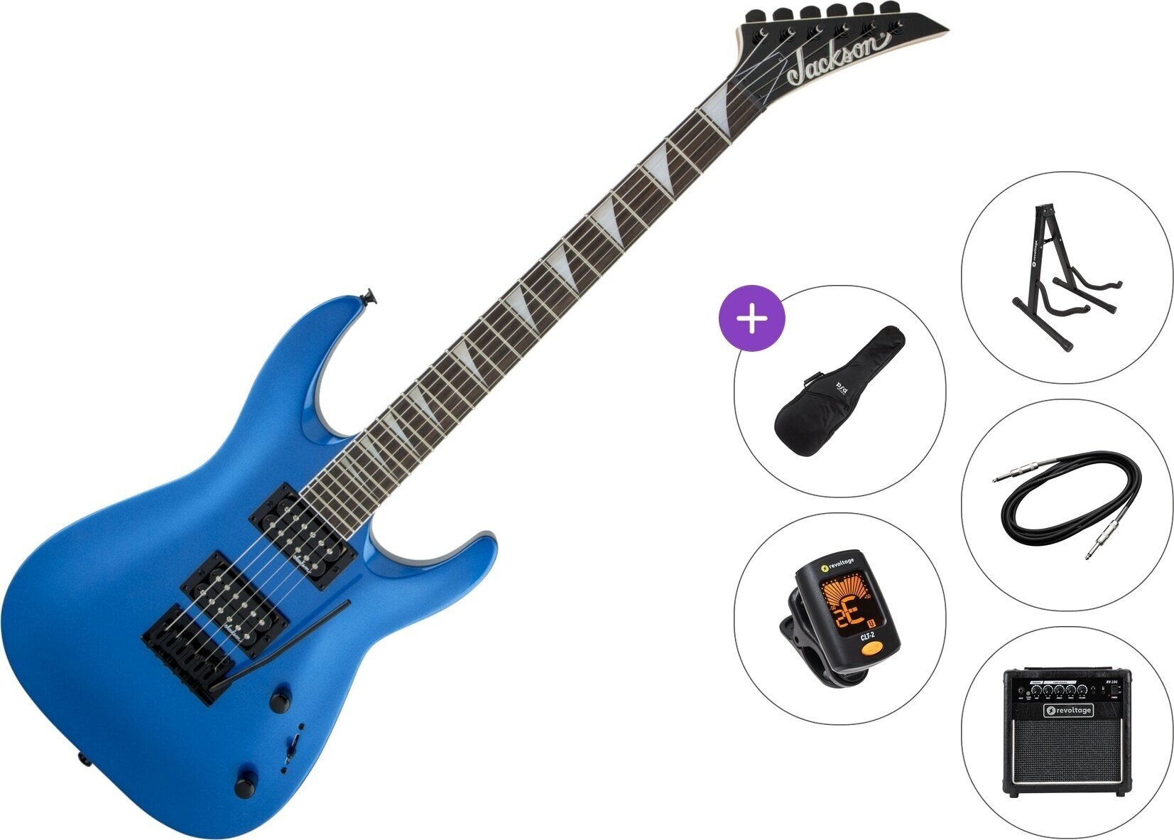 Chitarra Elettrica Jackson JS22 Dinky Arch Top AH Premium SET Metallic Blue Chitarra Elettrica