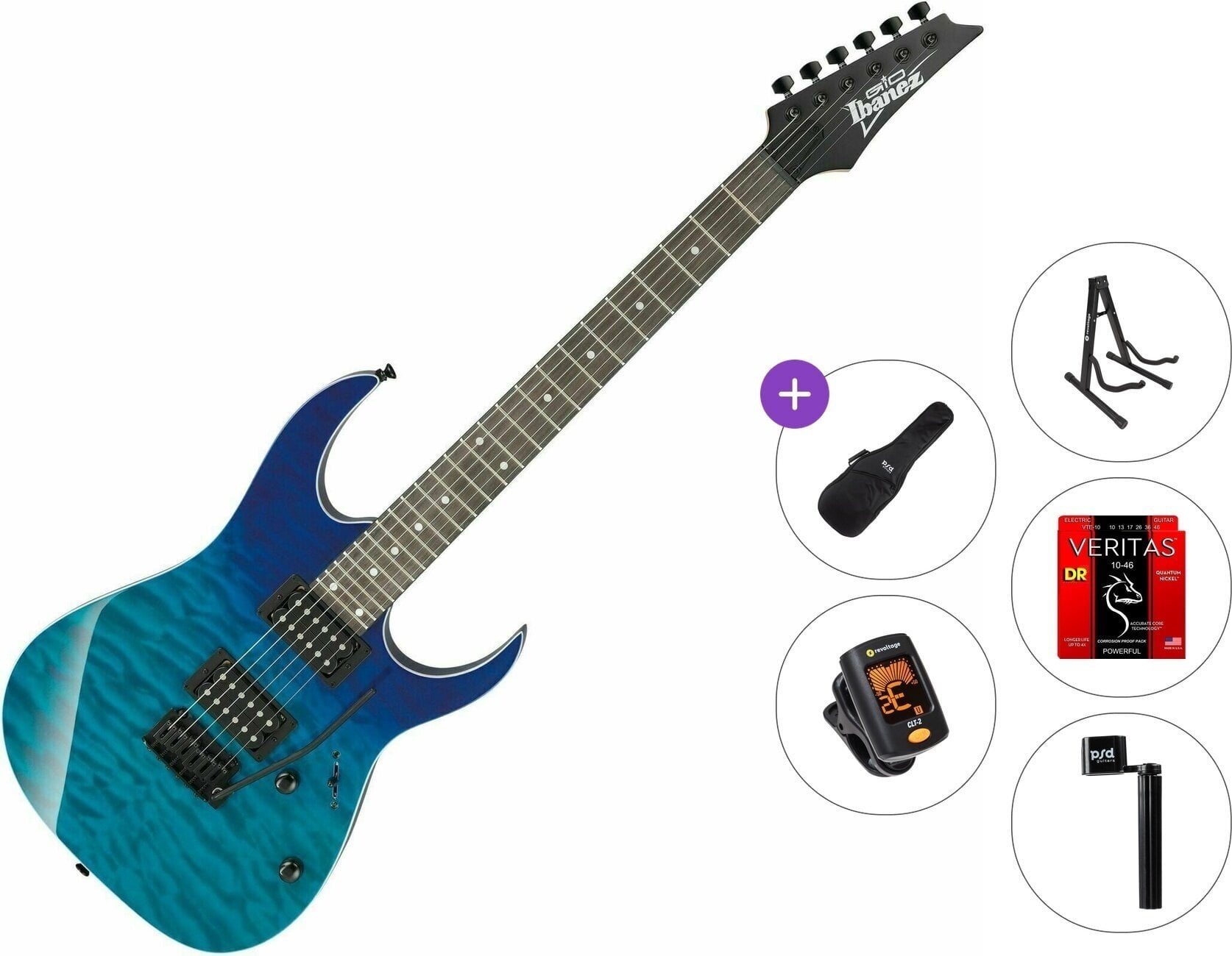 Elektrikitarr Ibanez GRG120QASPBGD Standard SET Blue Gradation Elektrikitarr