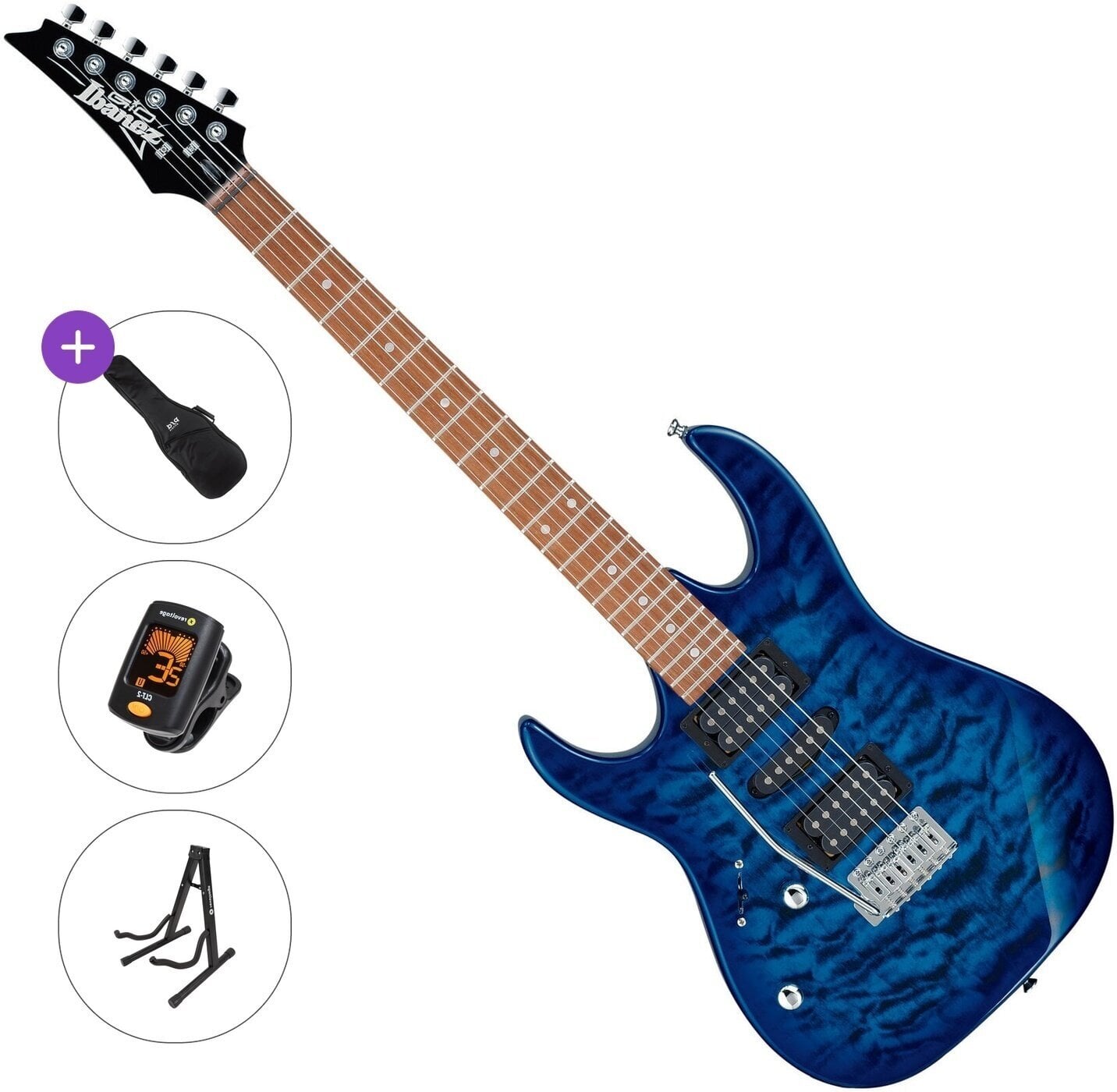 Chitarra Elettrica Ibanez GRX70QAL-TBB Basic SET Transparent Blue Burst Chitarra Elettrica