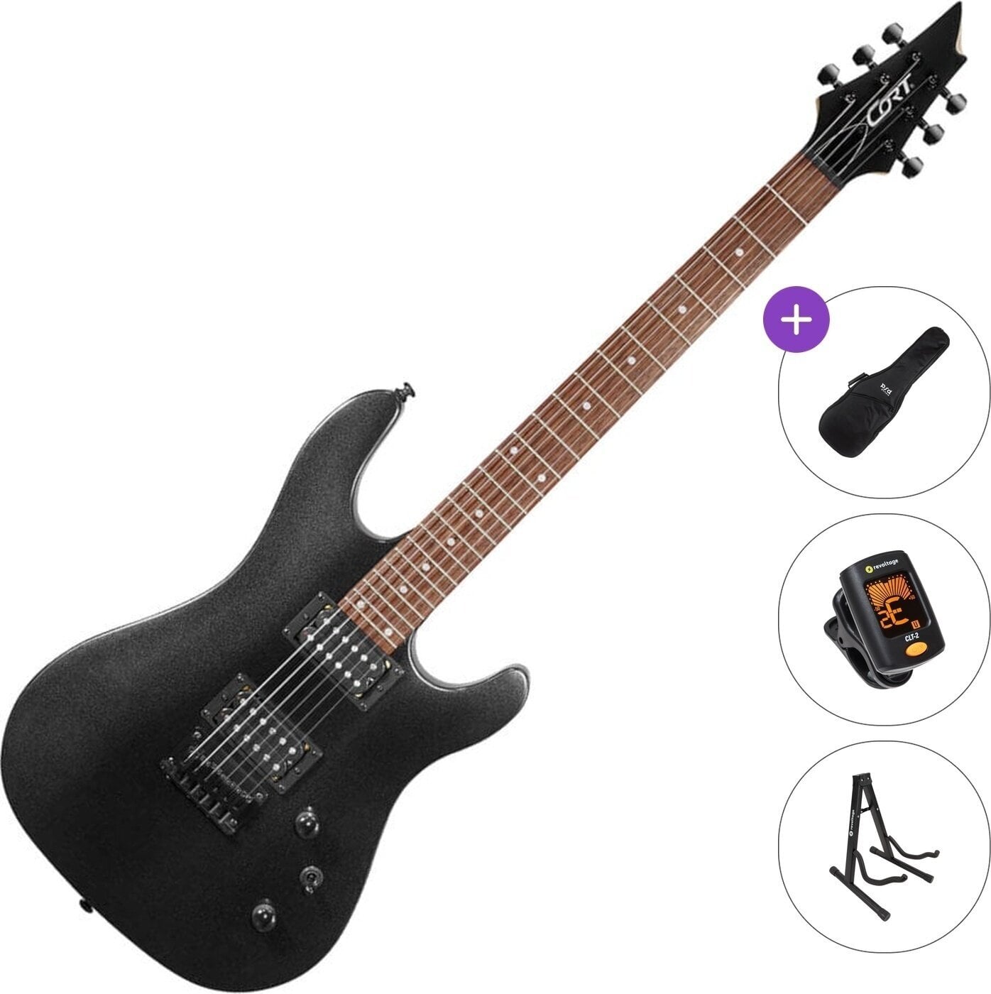 Elektrikitarr Cort KX100 Basic SET Black Metallic Elektrikitarr