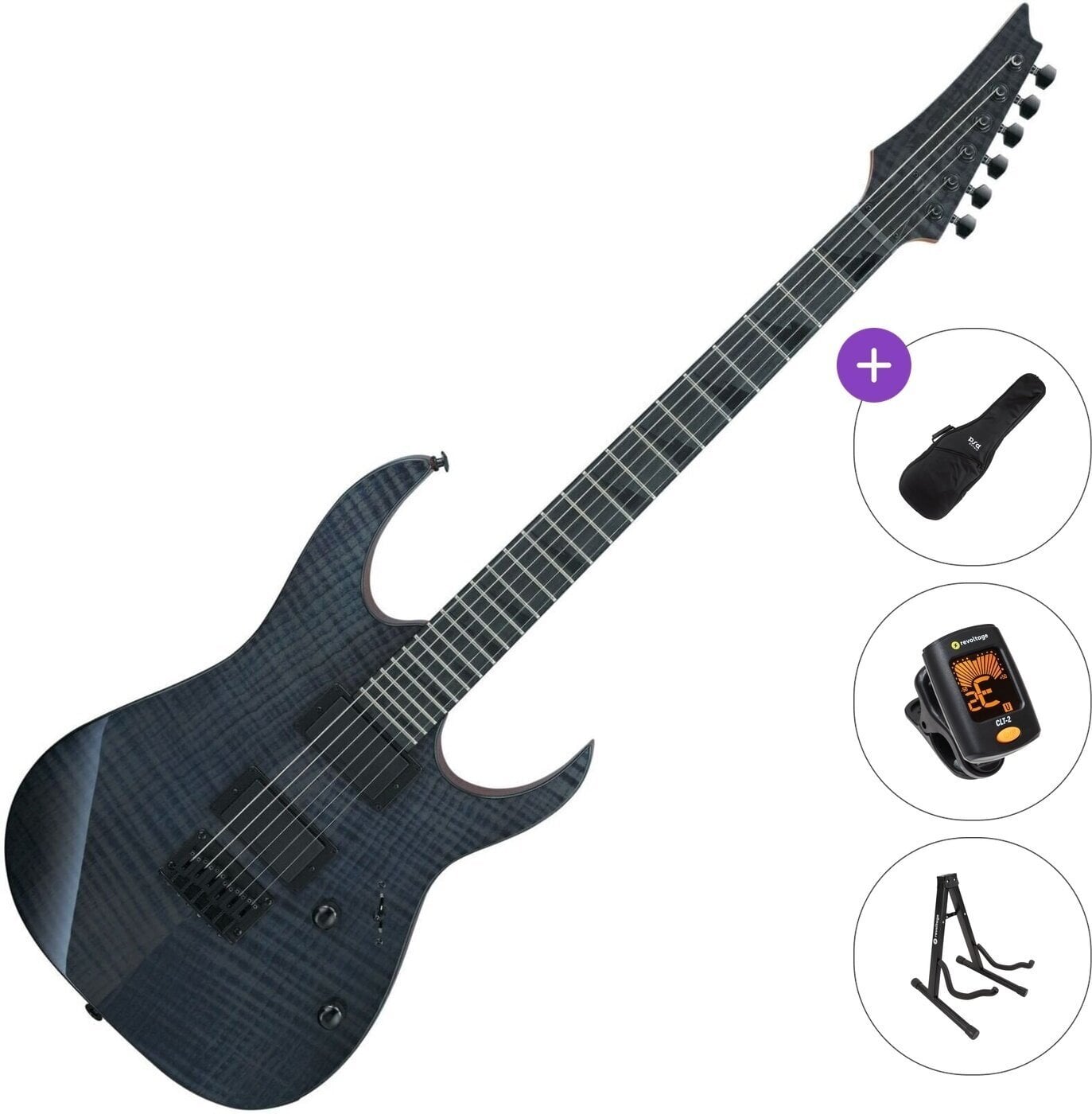 Elektrikitarr Ibanez GRGR221FA-TDK Basic SET Transparent Indigo Black Elektrikitarr