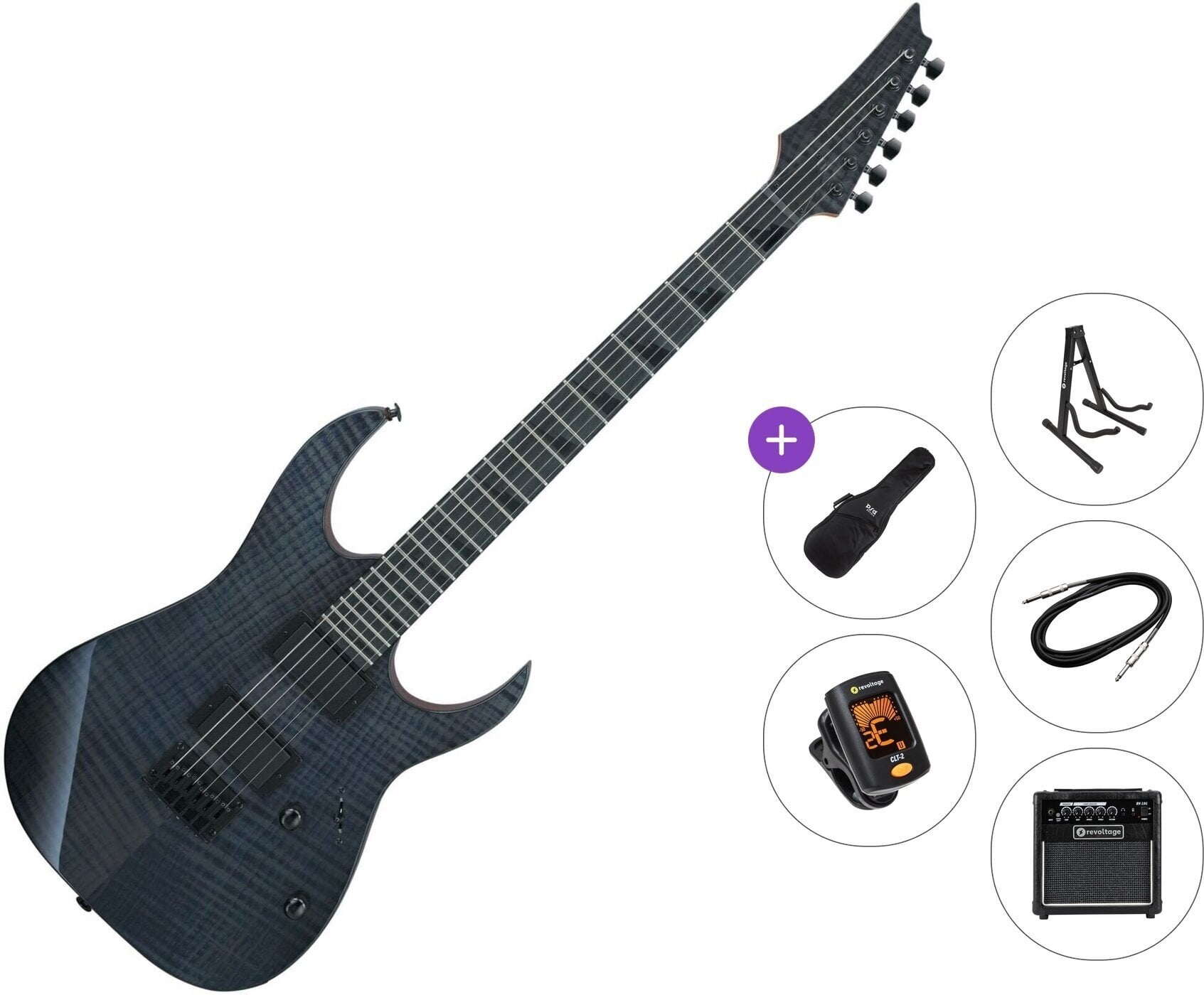 Elektrikitarr Ibanez GRGR221FA-TDK Premium SET Transparent Indigo Black Elektrikitarr