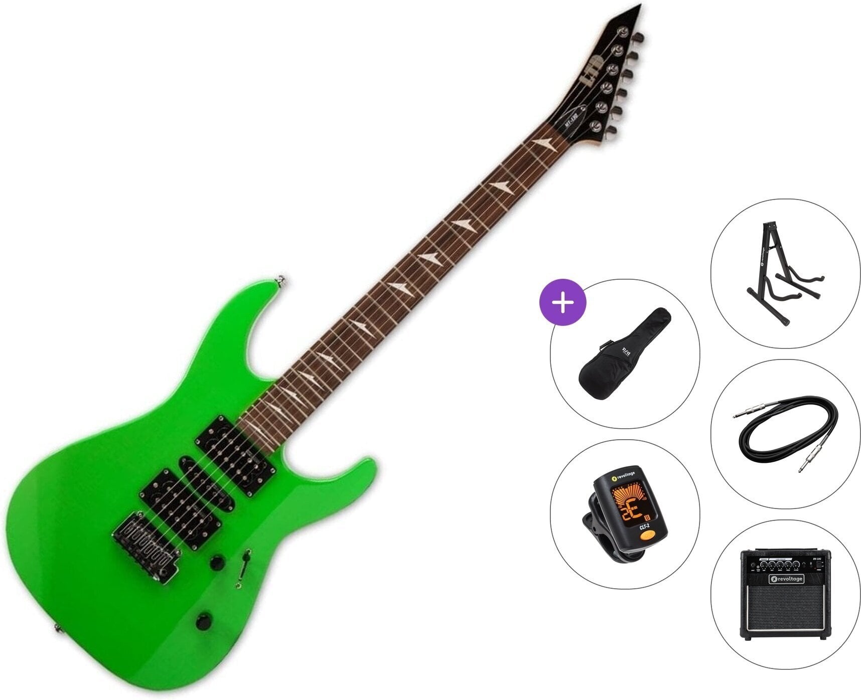 Chitarra Elettrica ESP LTD MT-130 Premium SET Neon Green Chitarra Elettrica