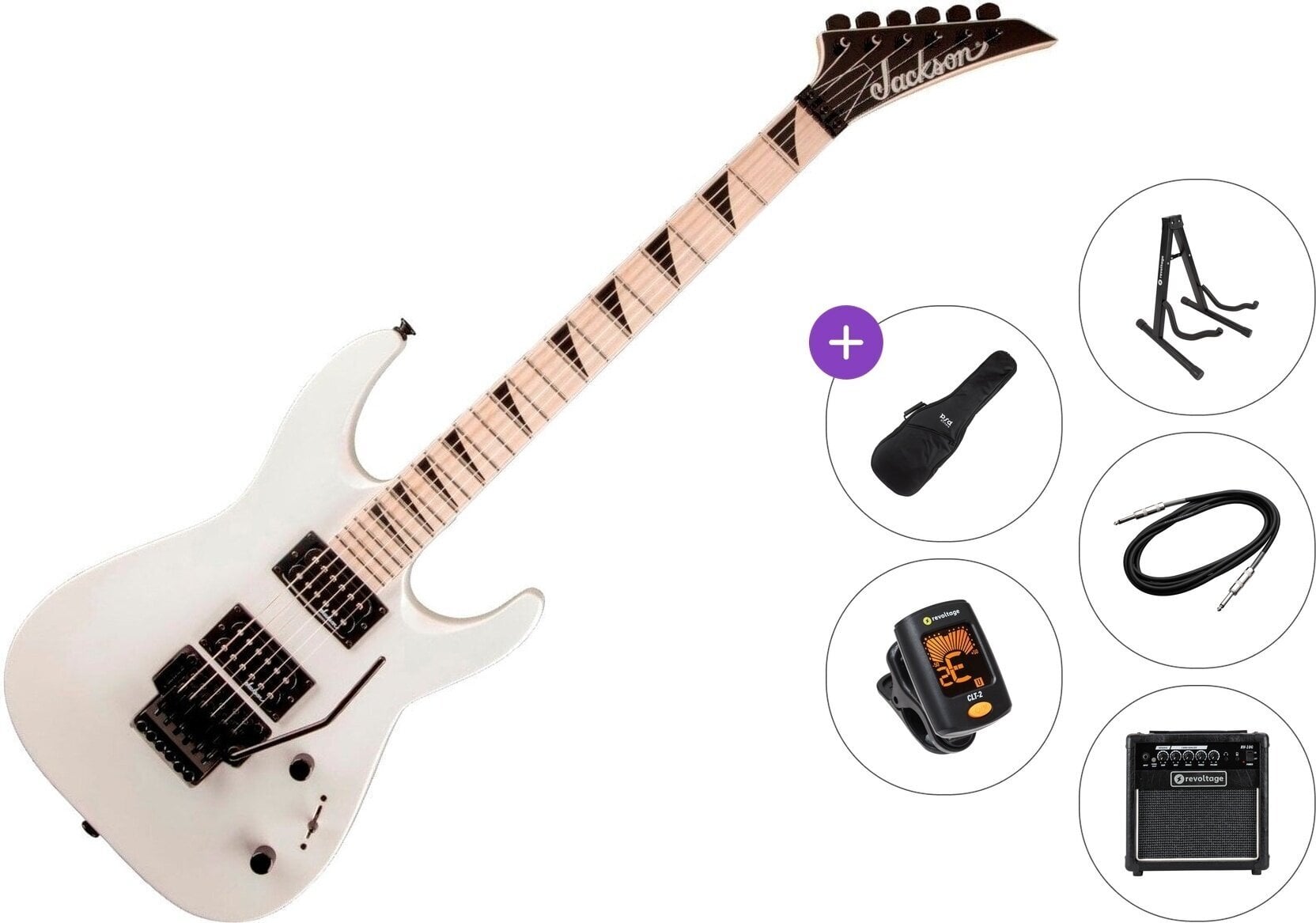 Chitarra Elettrica Jackson JS32 DKA-M Dinky Premium SET Snow White Chitarra Elettrica