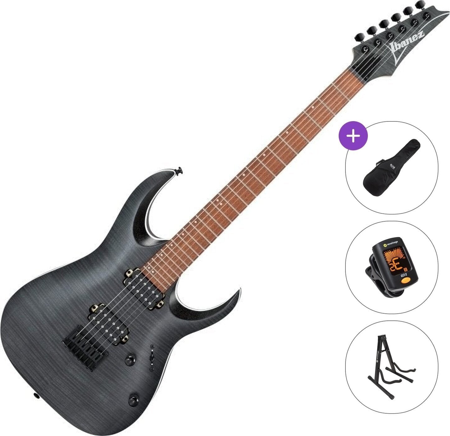 Elektrische gitaar Ibanez RGA42FM-TGF Basic SET Transparent Gray Flat Elektrische gitaar