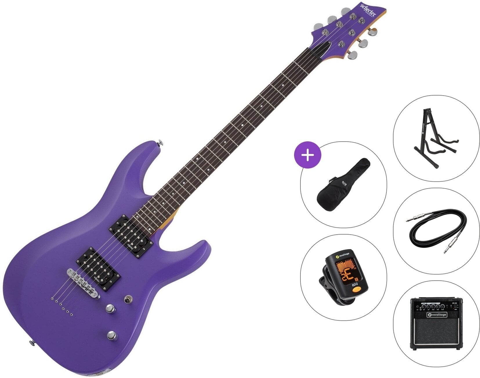 Elektrikitarr Schecter C-6 Deluxe Premium SET Satin Purple Elektrikitarr