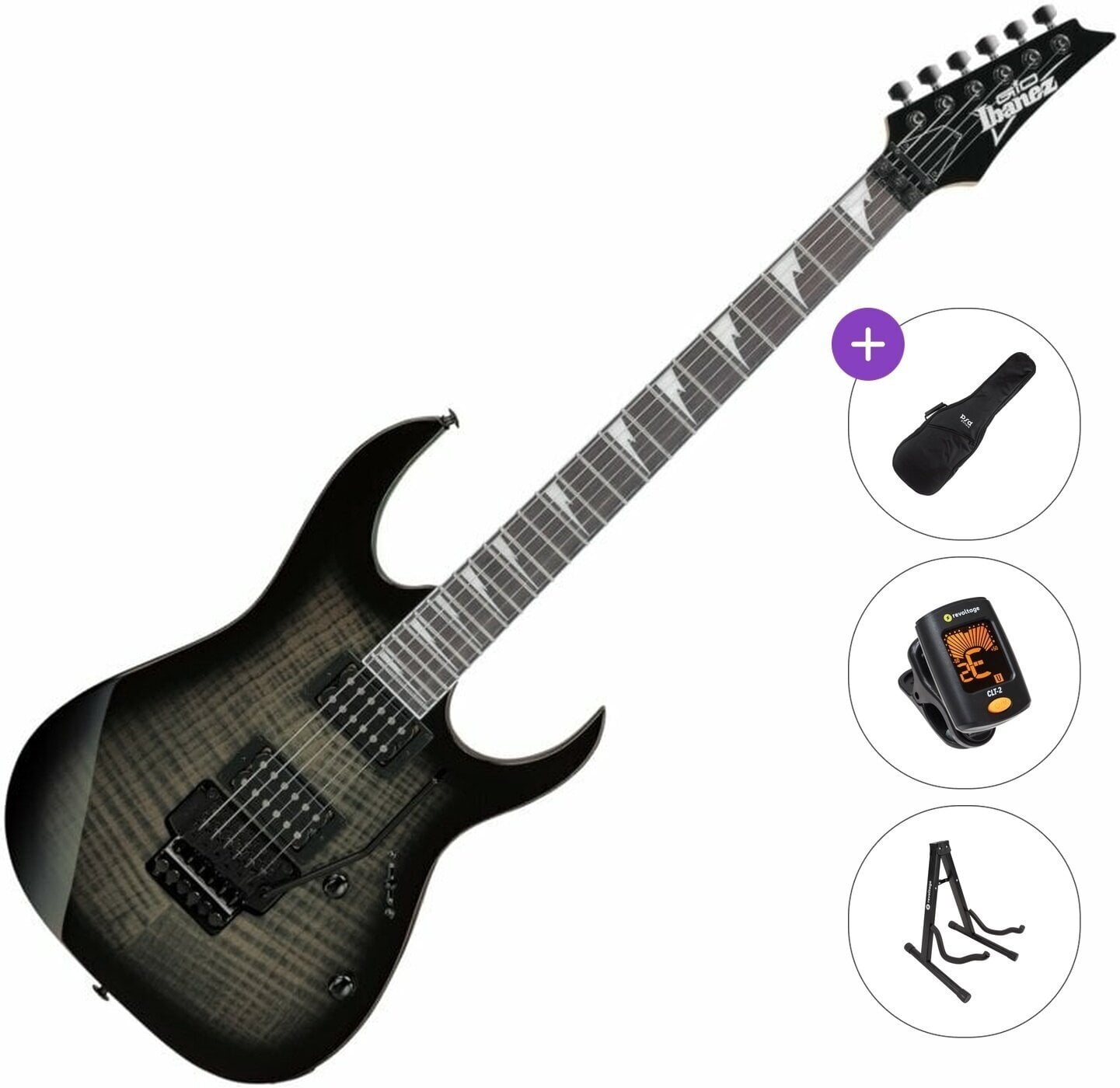 Elektrikitarr Ibanez GRG320FA-TKS Basic SET Transparent Black Sunburst Elektrikitarr