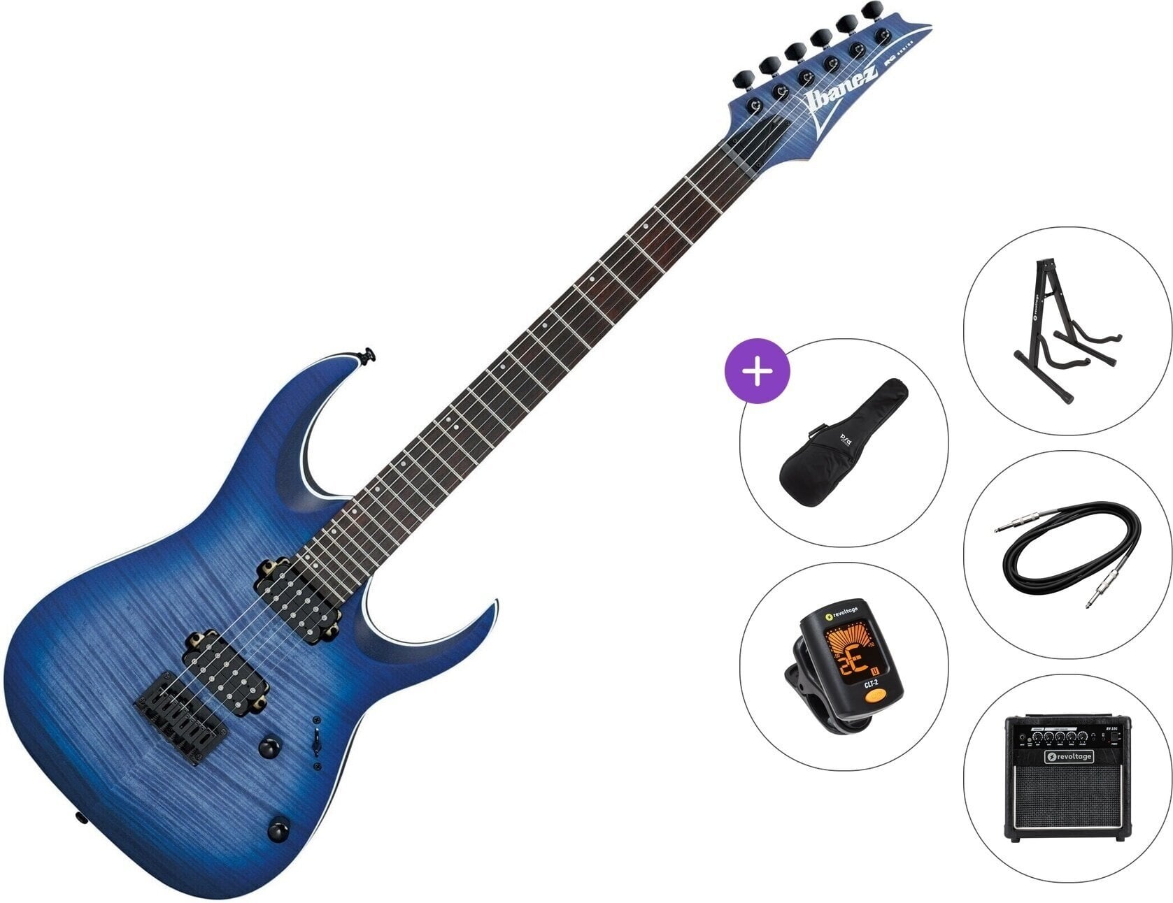 Elektrisk guitar Ibanez RGA42FM-BLF Premium SET Blue Lagoon Burst Flat Elektrisk guitar