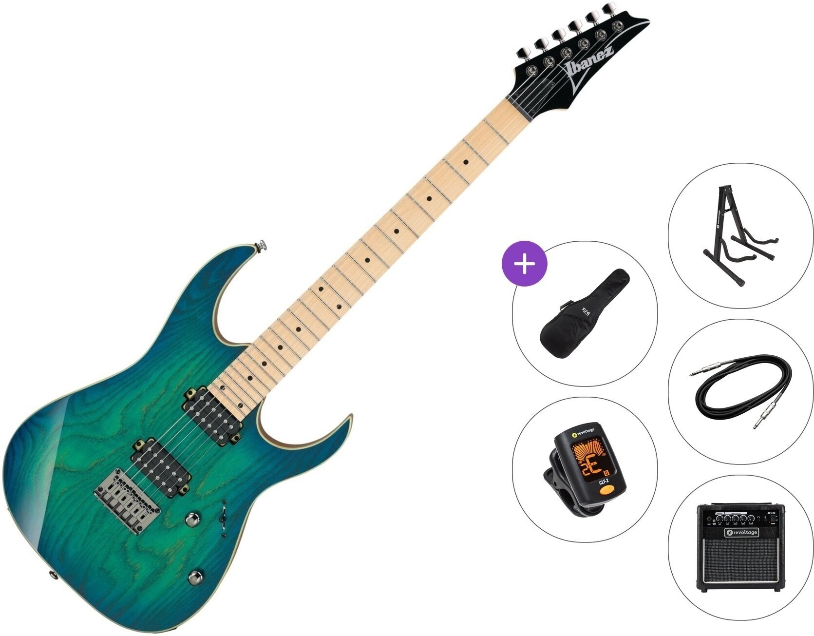 Elektrická kytara Ibanez RG421AHM-BMT Premium SET Blue Moon Burst Elektrická kytara