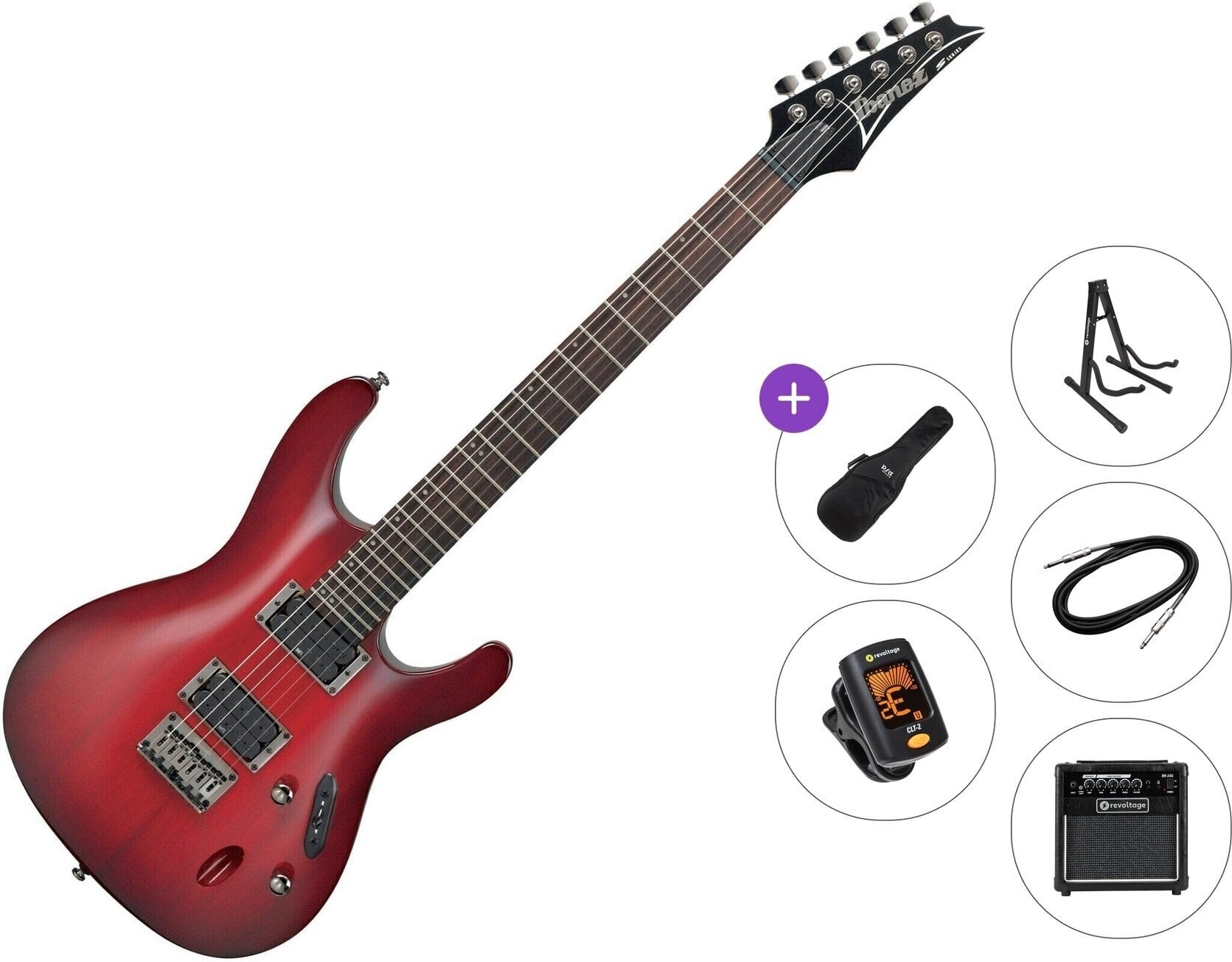 Elektrikitarr Ibanez S521-BBS Premium SET Blackberry Sunburst Elektrikitarr