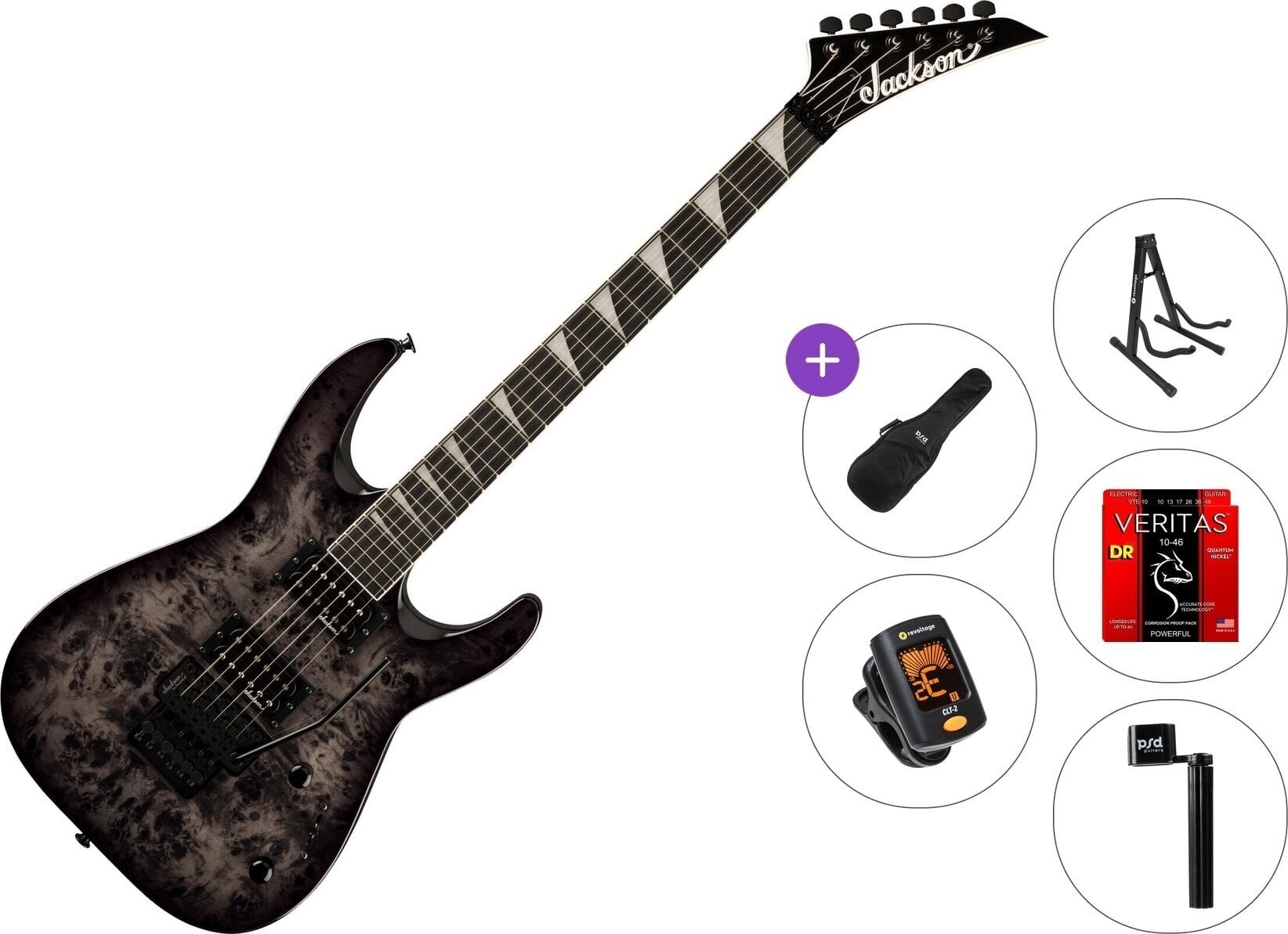 Elektrikitarr Jackson JS Series Dinky JS32 AH Standard SET Transparent Black Elektrikitarr