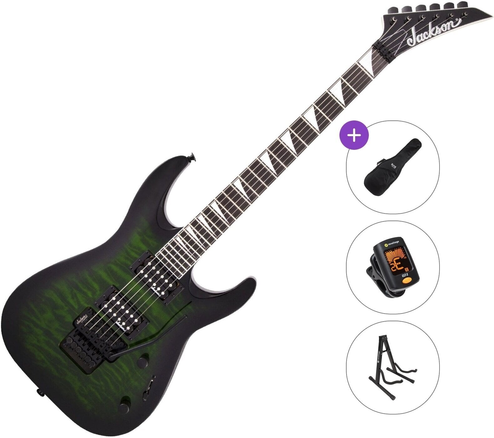 Elektrikitarr Jackson JS32Q DKA AH Basic SET Transparent Green Burst Elektrikitarr