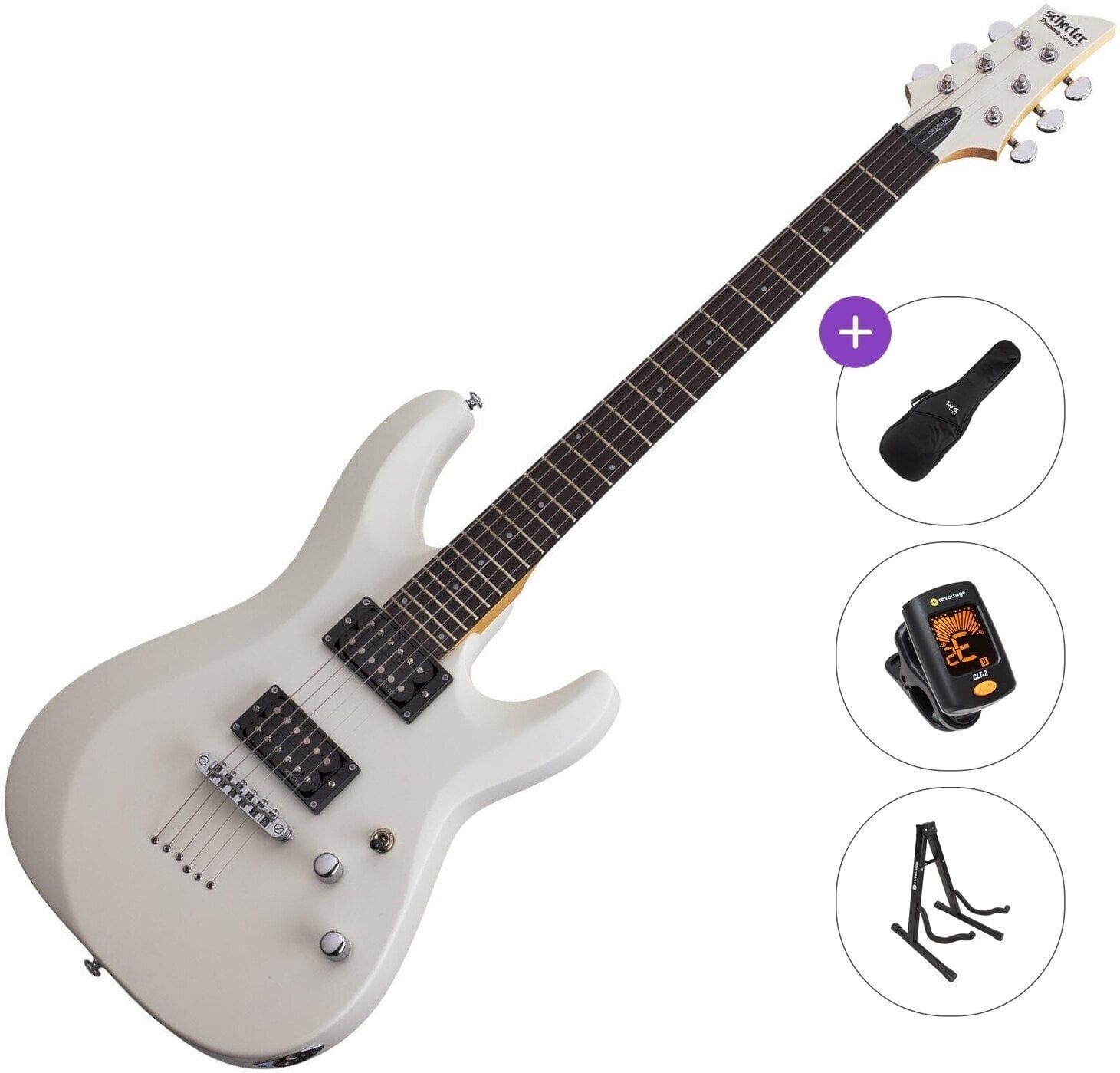 Elektromos gitár Schecter C-6 Deluxe Basic SET Satin White Elektromos gitár