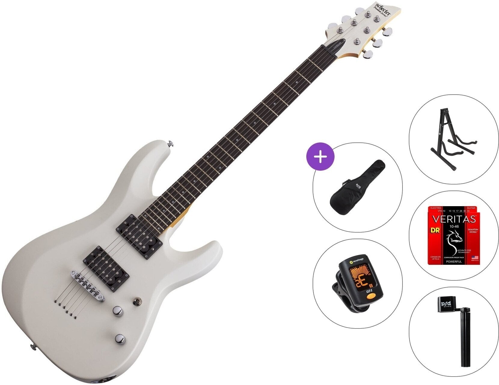Elektromos gitár Schecter C-6 Deluxe Standard SET Satin White Elektromos gitár