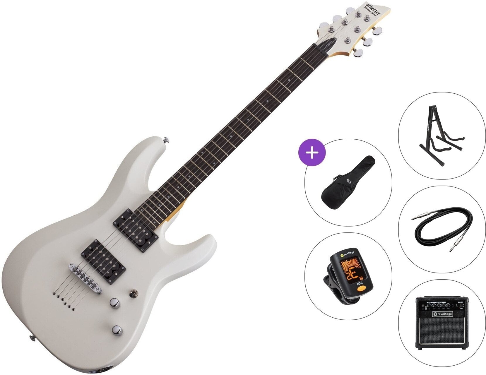 Elektromos gitár Schecter C-6 Deluxe Premium SET Satin White Elektromos gitár