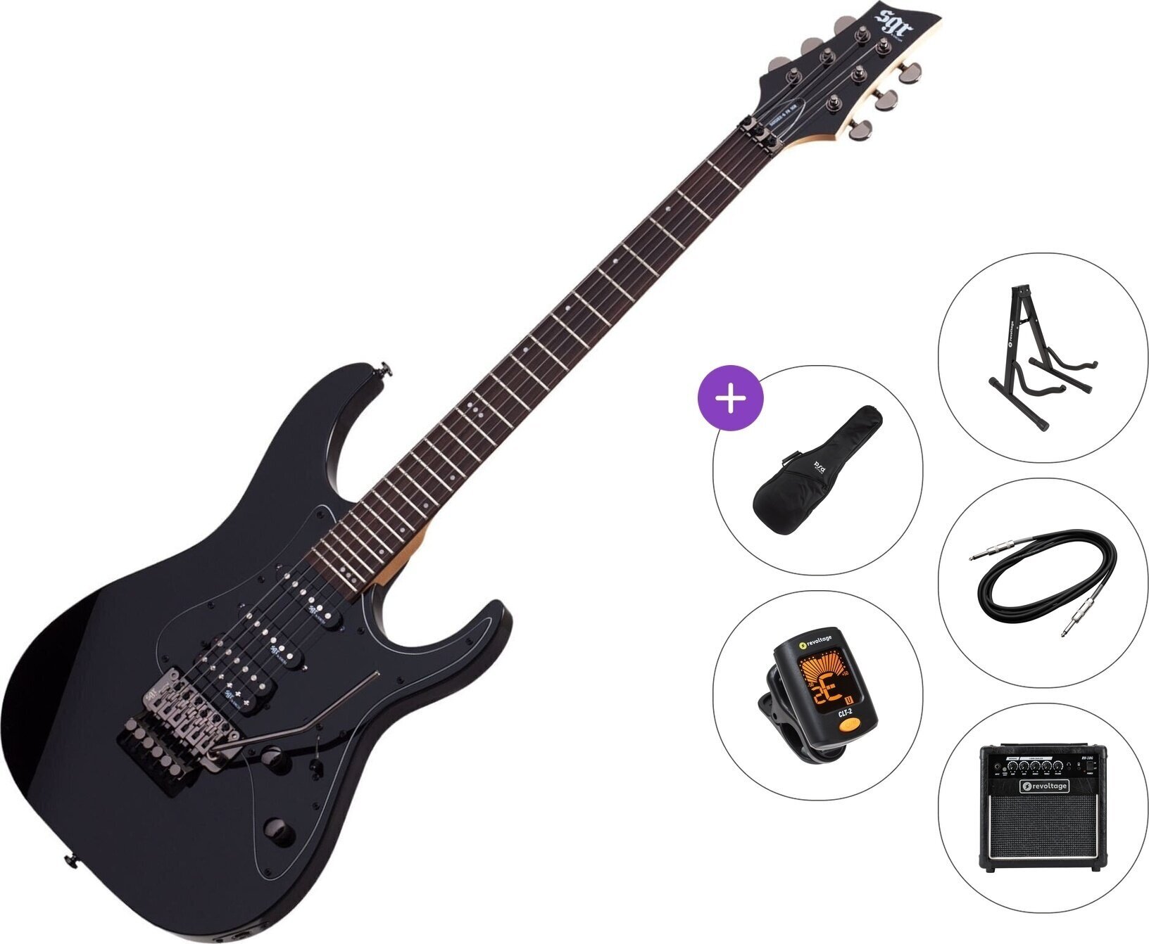Elektrická gitara Schecter BANSHEE-6 FR SGR Premium SET Gloss Black Elektrická gitara