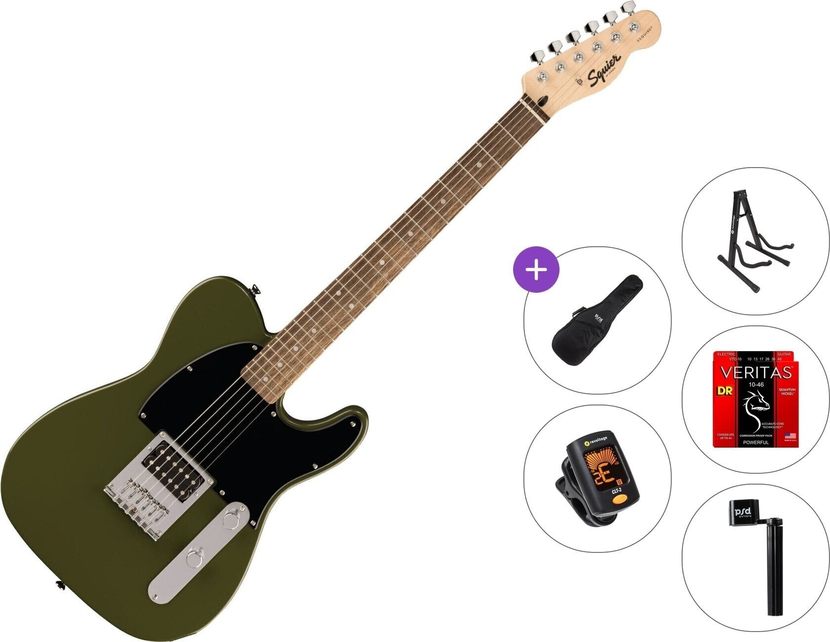 Guitarra electrica Fender Squier Sonic Esquire H LRL Standard SET Olive Guitarra electrica