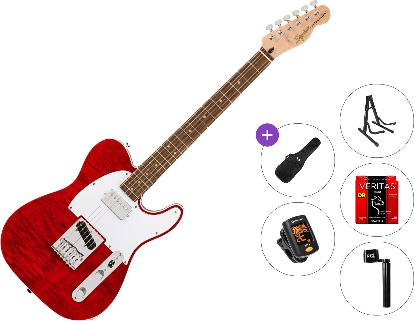 Chitarra Elettrica Fender Squier Affinity Series Telecaster FMT SH LRL Standard SET Crimson Red Transparent Chitarra Elettrica