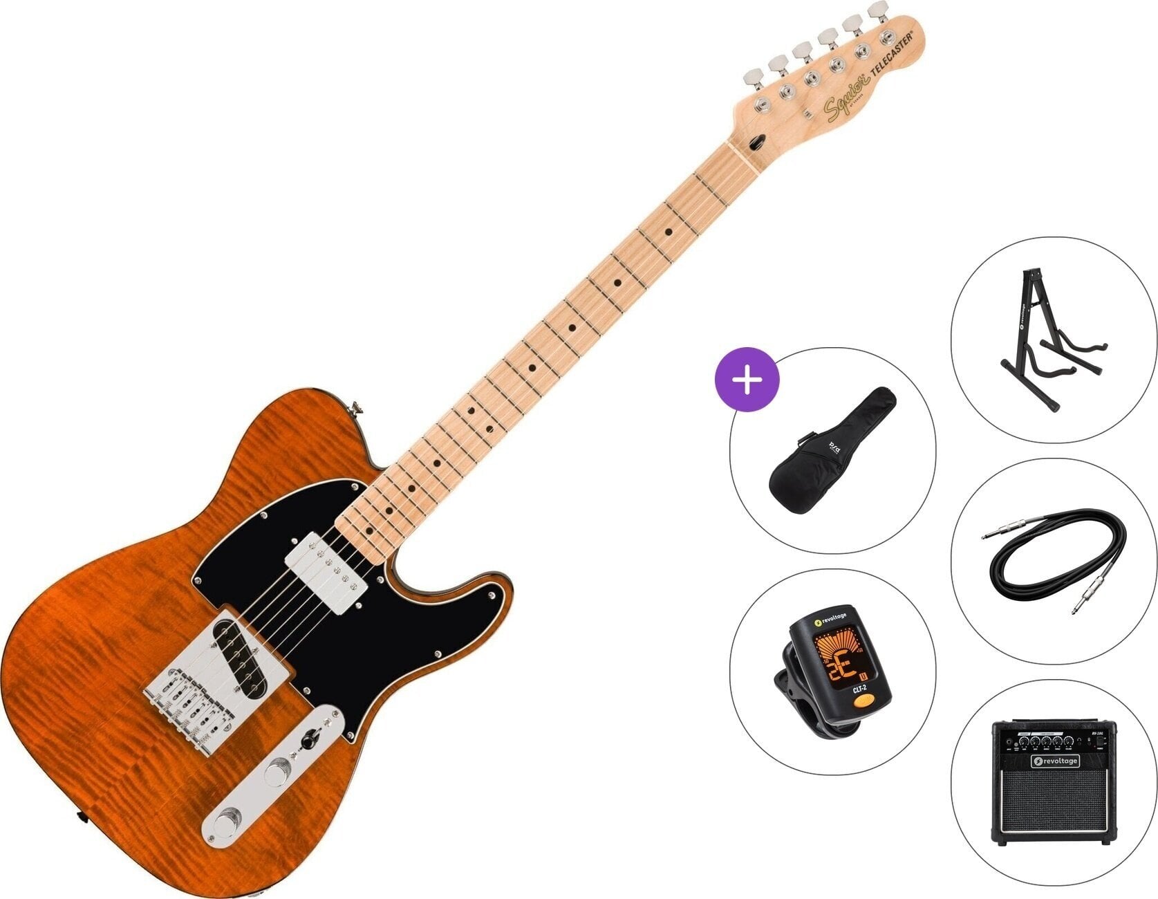 Guitarra electrica Fender Squier Affinity Series Telecaster FMT SH MN Premium SET Mocha Guitarra electrica