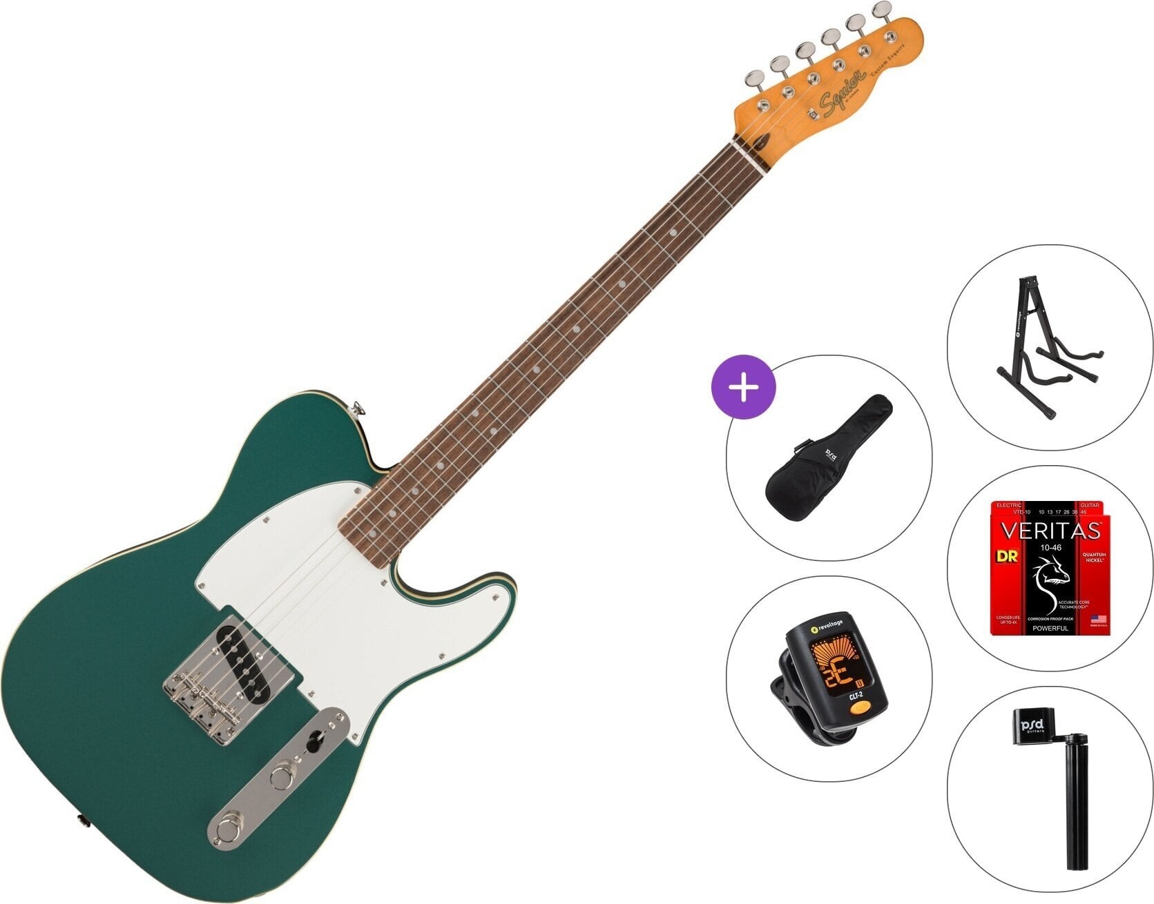 Chitarra Elettrica Fender Squier Classic Vibe Custom Esquire LRL Standard SET Sherwood Green Chitarra Elettrica
