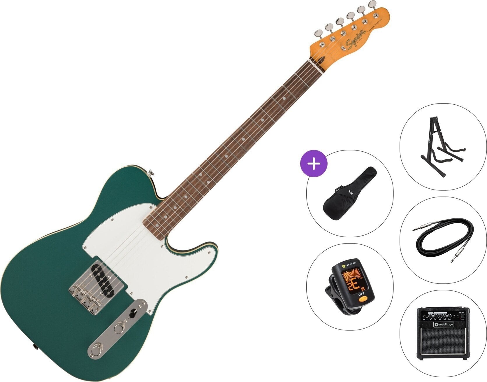 Chitarra Elettrica Fender Squier Classic Vibe Custom Esquire LRL Premium SET Sherwood Green Chitarra Elettrica